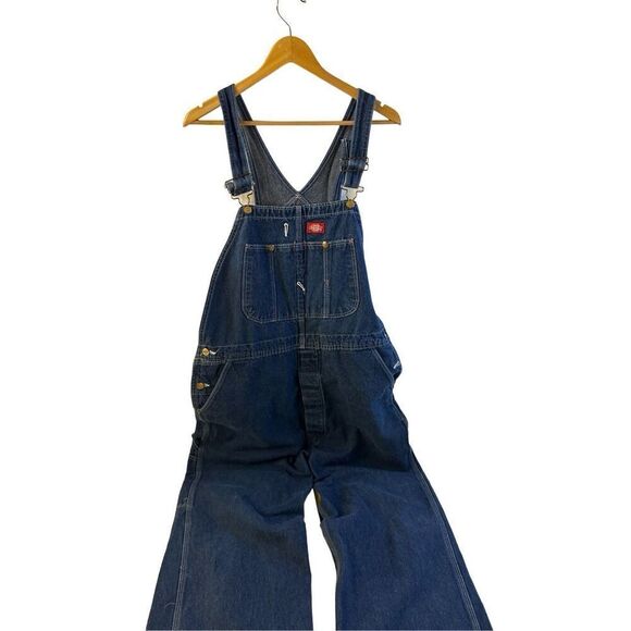 Dickies 40x32 blue jean overalls pants (distressed markers) 100 cotton - Picture 1 of 8